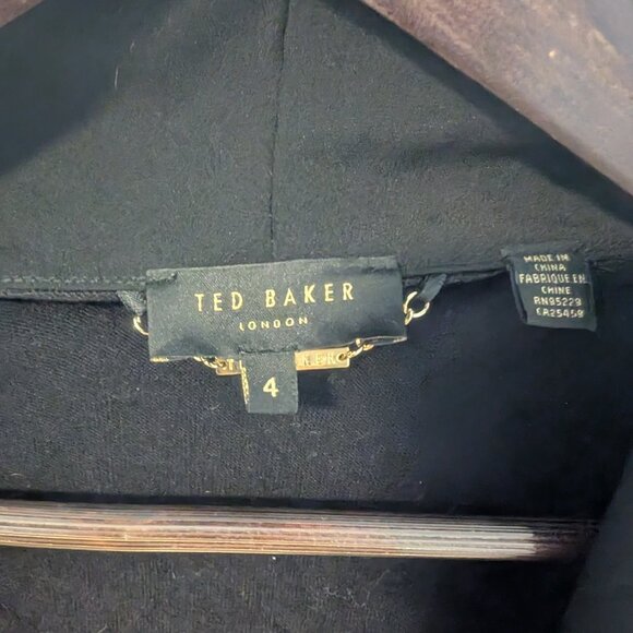 Ted Baker Faiyly Woven Front Wrap Black Cardigan Size 4 - Picture 5 of 6